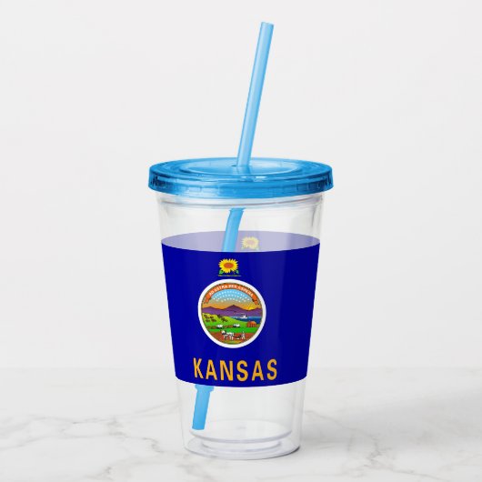 Patriottische Acryl Tumbler met vlag van Kansas Acryl Drinkbeker (Achterkant)