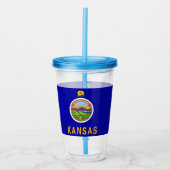 Patriottische Acryl Tumbler met vlag van Kansas Drinkbeker (Voorkant)