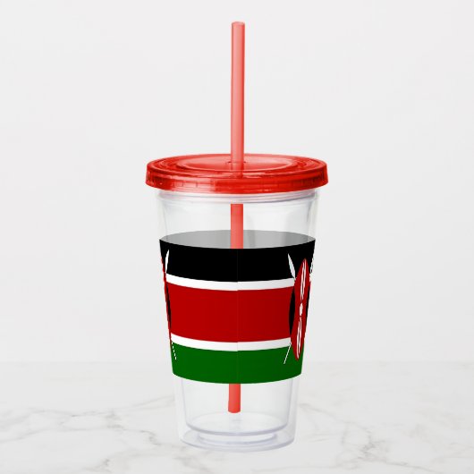 Patriottische Acryl Tumbler met vlag van Kenia Acryl Drinkbeker (Rechts)