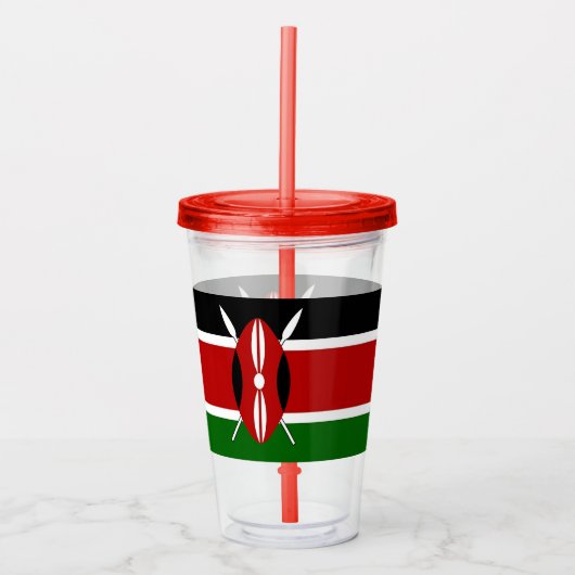 Patriottische Acryl Tumbler met vlag van Kenia Acryl Drinkbeker (Voorkant)