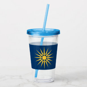 Patriottische acryl tumbler met vlag van Macedonië Drinkbeker