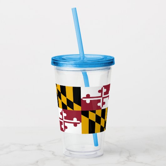 Patriottische Acryl Tumbler met vlag van Maryland Acryl Drinkbeker (Links)