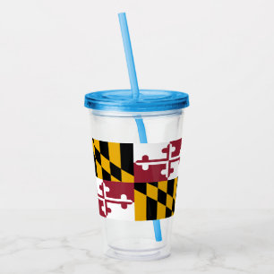 Patriottische Acryl Tumbler met vlag van Maryland Drinkbeker