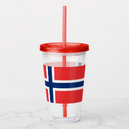 Patriottische Acryl Tumbler met vlag van Noorwegen Acryl Drinkbeker