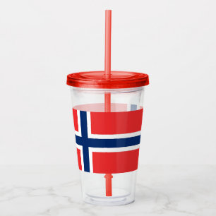 Patriottische Acryl Tumbler met vlag van Noorwegen Drinkbeker