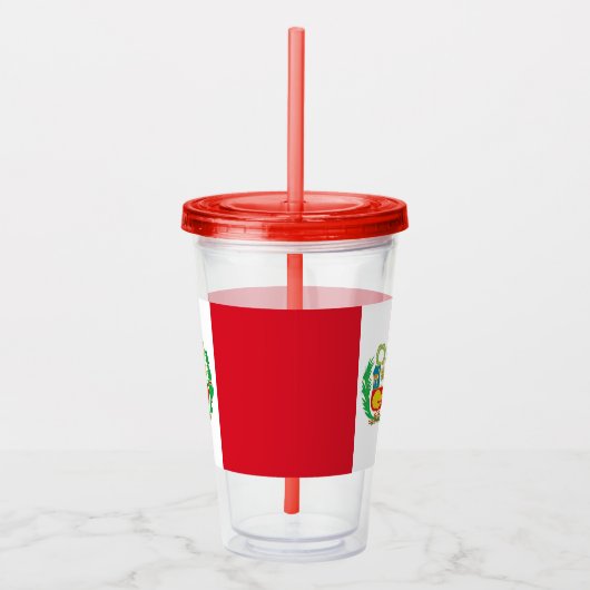 Patriottische Acryl Tumbler met vlag van Peru Acryl Drinkbeker (Rechts)