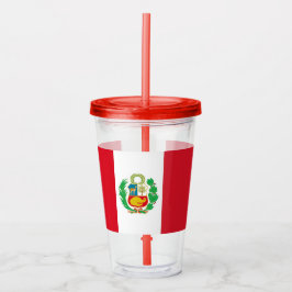Patriottische Acryl Tumbler met vlag van Peru Drinkbeker