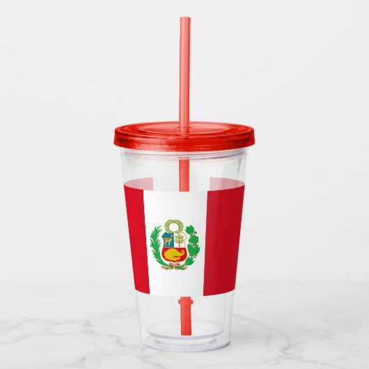 Patriottische Acryl Tumbler met vlag van Peru Drinkbeker (Voorkant)