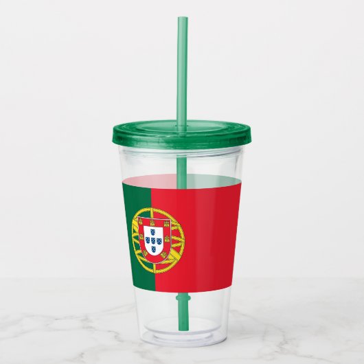 Patriottische Acryl Tumbler met vlag van Portugal Acryl Drinkbeker (Voorkant)