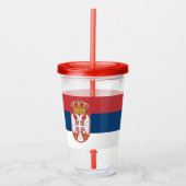 Patriottische Acryl Tumbler met vlag van Servië Acryl Drinkbeker (Voorkant)