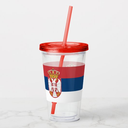 Patriottische Acryl Tumbler met vlag van Servië Acryl Drinkbeker (Achterkant)