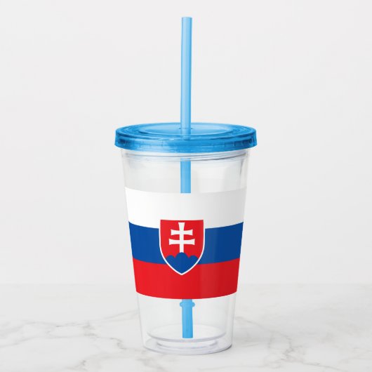 Patriottische Acryl Tumbler met vlag van Slowakije Acryl Drinkbeker (Voorkant)