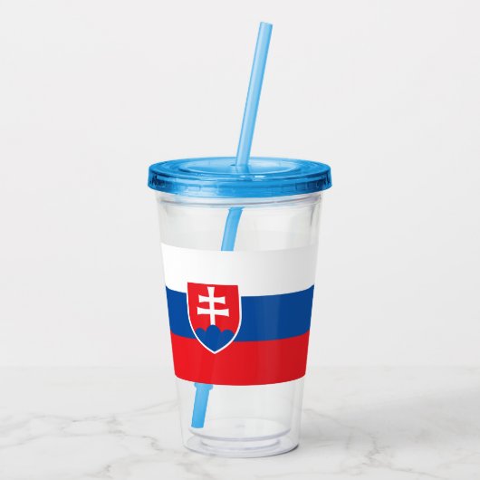 Patriottische Acryl Tumbler met vlag van Slowakije Drinkbeker (Achterkant)