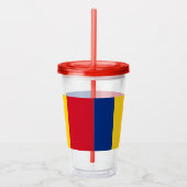 Patriottische acryltrommel met vlag van Roemenië Acryl Drinkbeker (Rechts)