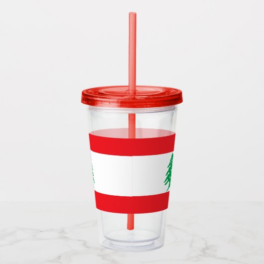 Patriottische acryltumbler met vlag van Libanon Acryl Drinkbeker (Rechts)