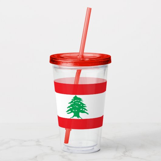 Patriottische acryltumbler met vlag van Libanon Acryl Drinkbeker (Achterkant)