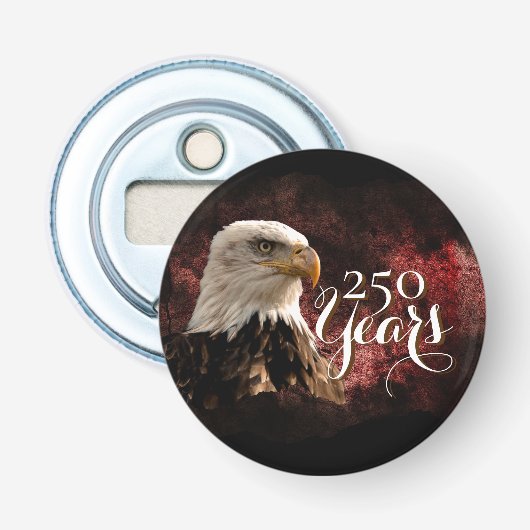 Patriottische Adelaar 250 Jaar Knop Flesopener Button Flesopener (Voorkant)