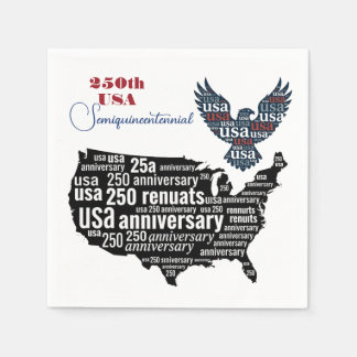 Patriottische Adelaar 250e USA Kaart Rood Blauw Vi Servet