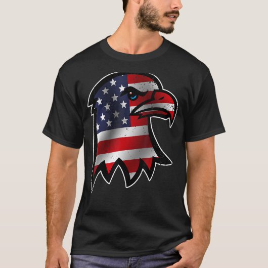 Patriottische adelaar 4 juli Amerikaanse vlag T-shirt (Voorkant)