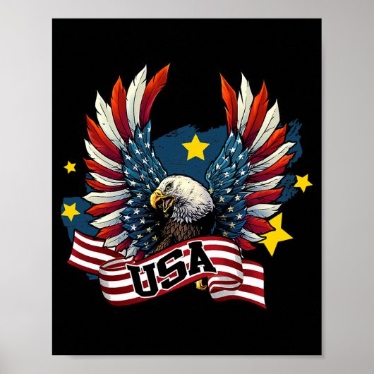 Patriottische adelaar 4 juli de Amerikaanse Mannen Poster (Voorkant)