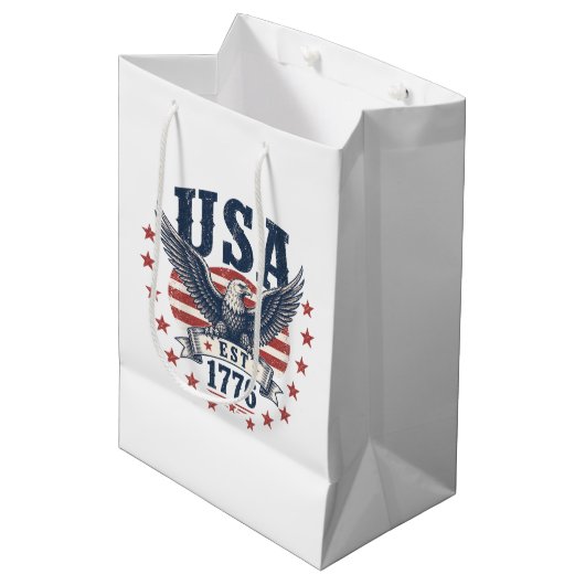 Patriottische adelaar 4 juli feest medium cadeauzakje (Voorkant Gekanteld)
