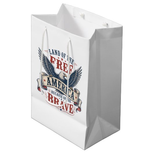 Patriottische adelaar 4 juli medium cadeauzakje (Voorkant Gekanteld)