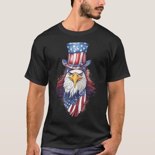 Patriottische Adelaar 4 juli Oom Sam Hoed USA Amer T-shirt (Voorkant)