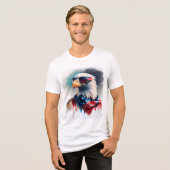 patriottische adelaar 4 juli Tri-Blend shirt (Voorkant volledig)
