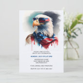 patriottische adelaar 4 juli uitnodigingen (Staand voorkant)