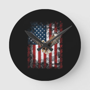 Patriottische Adelaar 4 juli VS Amerikaanse Vlag Ronde Klok