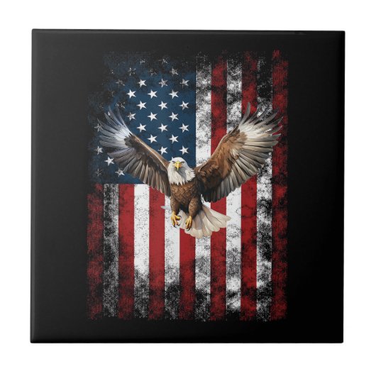 Patriottische Adelaar 4 juli VS Amerikaanse Vlag Tegeltje (Voorkant)