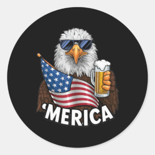 Patriottische adelaar Amerika 4 juli Ronde Sticker