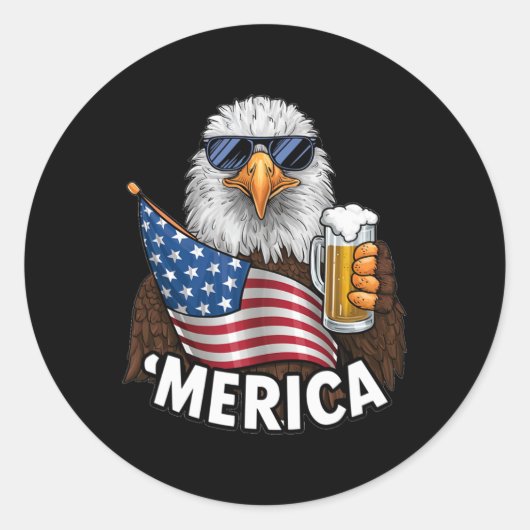 Patriottische adelaar Amerika 4 juli Ronde Sticker (Voorkant)