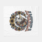 Patriottische Adelaar Amerika Zonnebloem Retro Fleece Deken (Voorkant (Horizontaal))