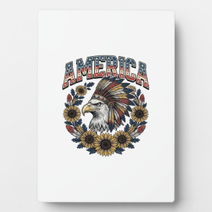 Patriottische Adelaar Amerika Zonnebloem Retro Fotoplaat