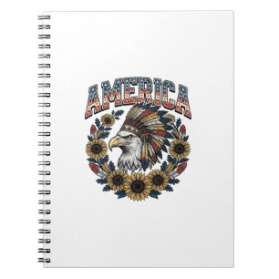 Patriottische Adelaar Amerika Zonnebloem Retro Notitieboek