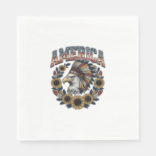 Patriottische Adelaar Amerika Zonnebloem Vintage Servet