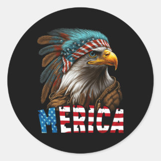 Patriottische adelaar Amerikaanse vlag 4 juli Meri Ronde Sticker