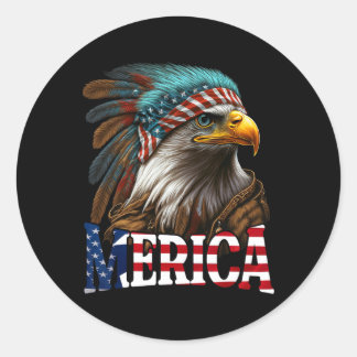 Patriottische adelaar Amerikaanse vlag 4 juli Meri Ronde Sticker