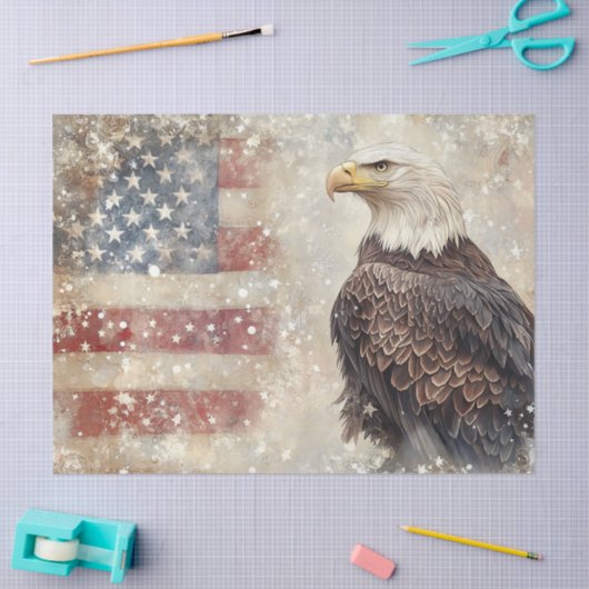  Patriottische Adelaar Amerikaanse Vlag Decoupage Tissuepapier (Craft)