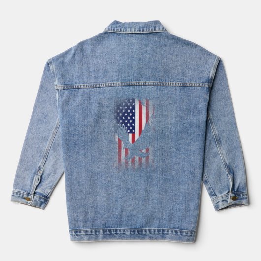 Patriottische adelaar Amerikaanse vlag Koel Wilde  Denim Jacket (Achterkant)