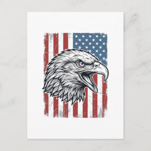Patriottische Adelaar Amerikaanse Vlag Vintage Gra Briefkaart