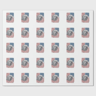 Patriottische Adelaar Amerikaanse Vlag Vintage Gra Cadeaupapier