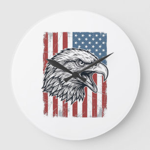 Patriottische Adelaar Amerikaanse Vlag Vintage Gra Grote Klok
