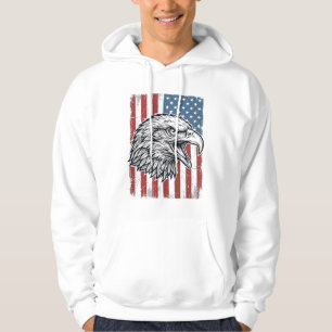 Patriottische Adelaar Amerikaanse Vlag Vintage Gra Hoodie