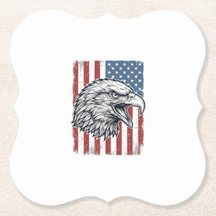 Patriottische Adelaar Amerikaanse Vlag Vintage Gra Kartonnen Onderzetters