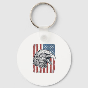 Patriottische Adelaar Amerikaanse Vlag Vintage Gra Sleutelhanger