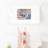 Patriottische Adelaar Amerikaanse Vlag Vintage Gra Spandoek (Insitu)