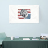 Patriottische Adelaar Amerikaanse Vlag Vintage Gra Spandoek (Beurs)