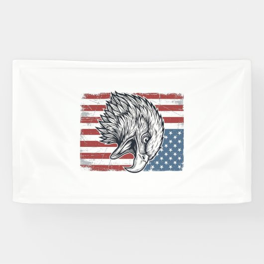 Patriottische Adelaar Amerikaanse Vlag Vintage Gra Spandoek (Horizontaal)